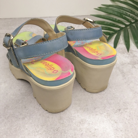 Dijean Blue & White Foam Platform Sandals Size 38 - Picture 6 of 8